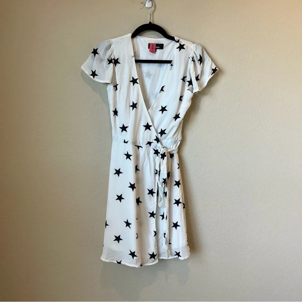 Lulus Star Struck Love White Star Print Wrap Dress